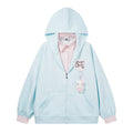 Cute Plaid Patchwork Hooded Sweatshirt with Cat Charm, Fake Two-Piece Cardigan Design