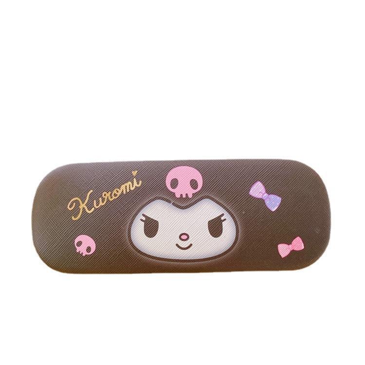 Cute Kuromi Leather Glasses Case Drop-Proof Crush-Proof Kids Eyewear Storage Box