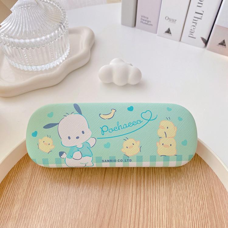 Cute Kuromi Leather Glasses Case Drop-Proof Crush-Proof Kids Eyewear Storage Box