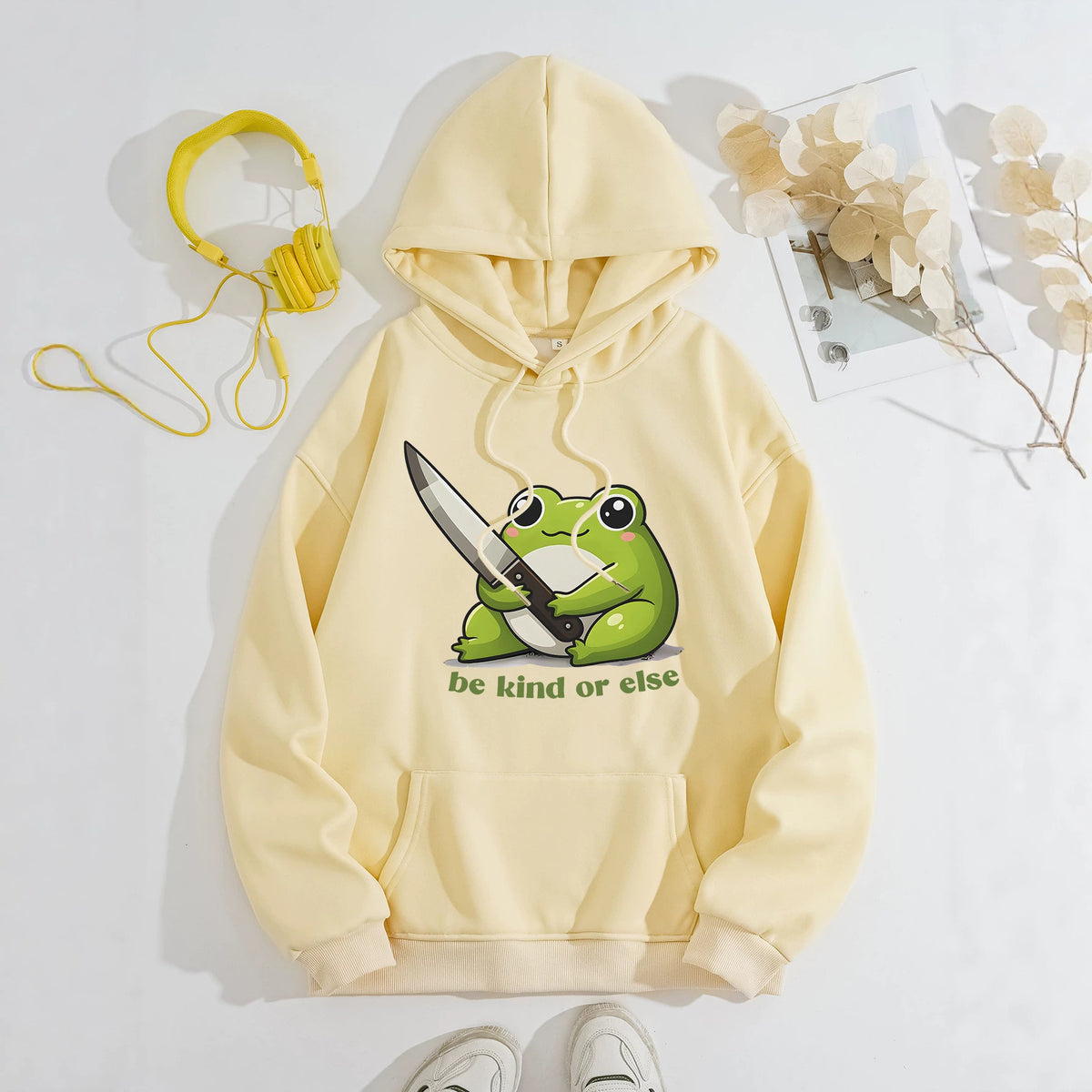 Cute frog print hoodie top