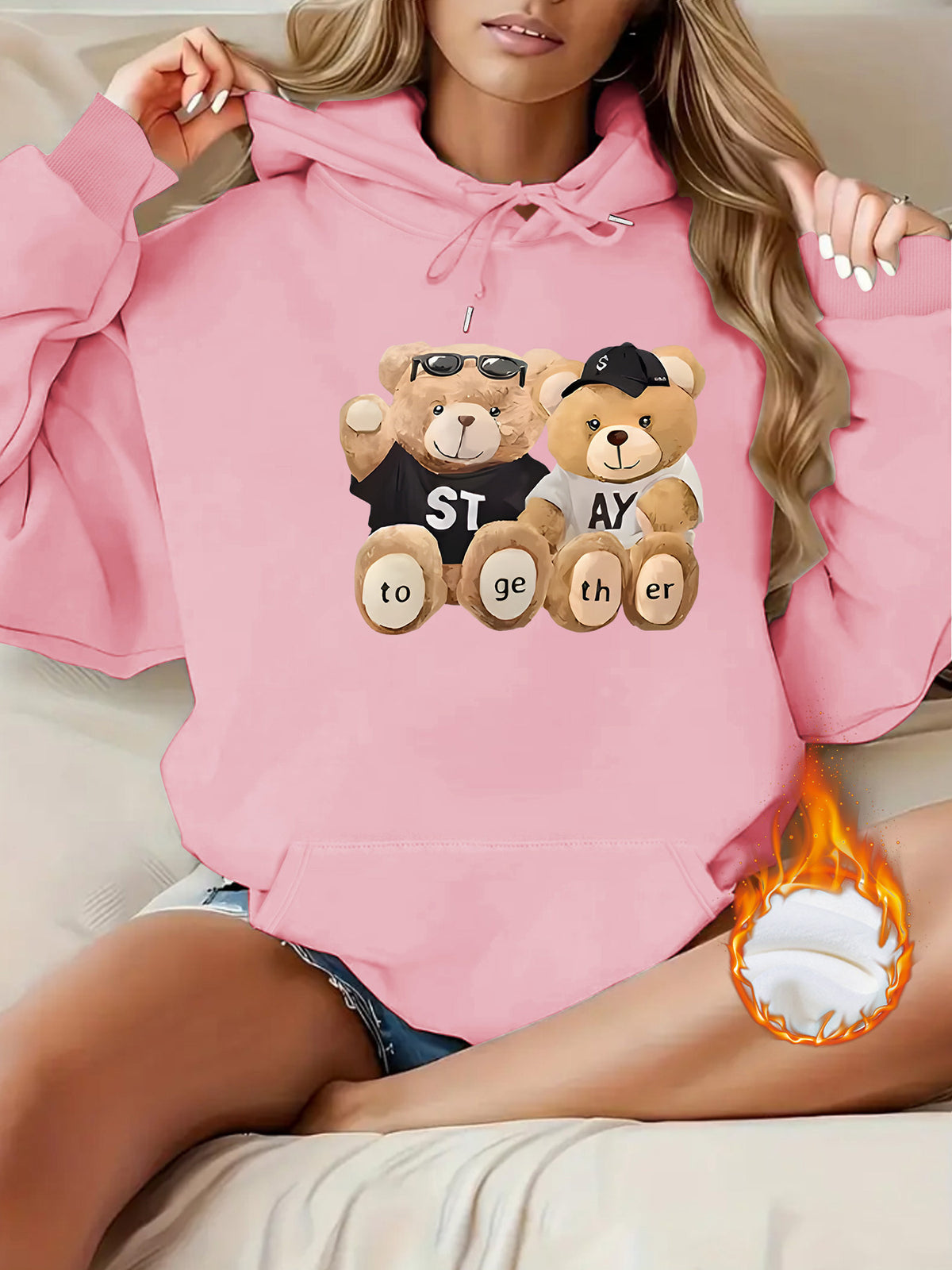 Cute Bear Printed Hoodie