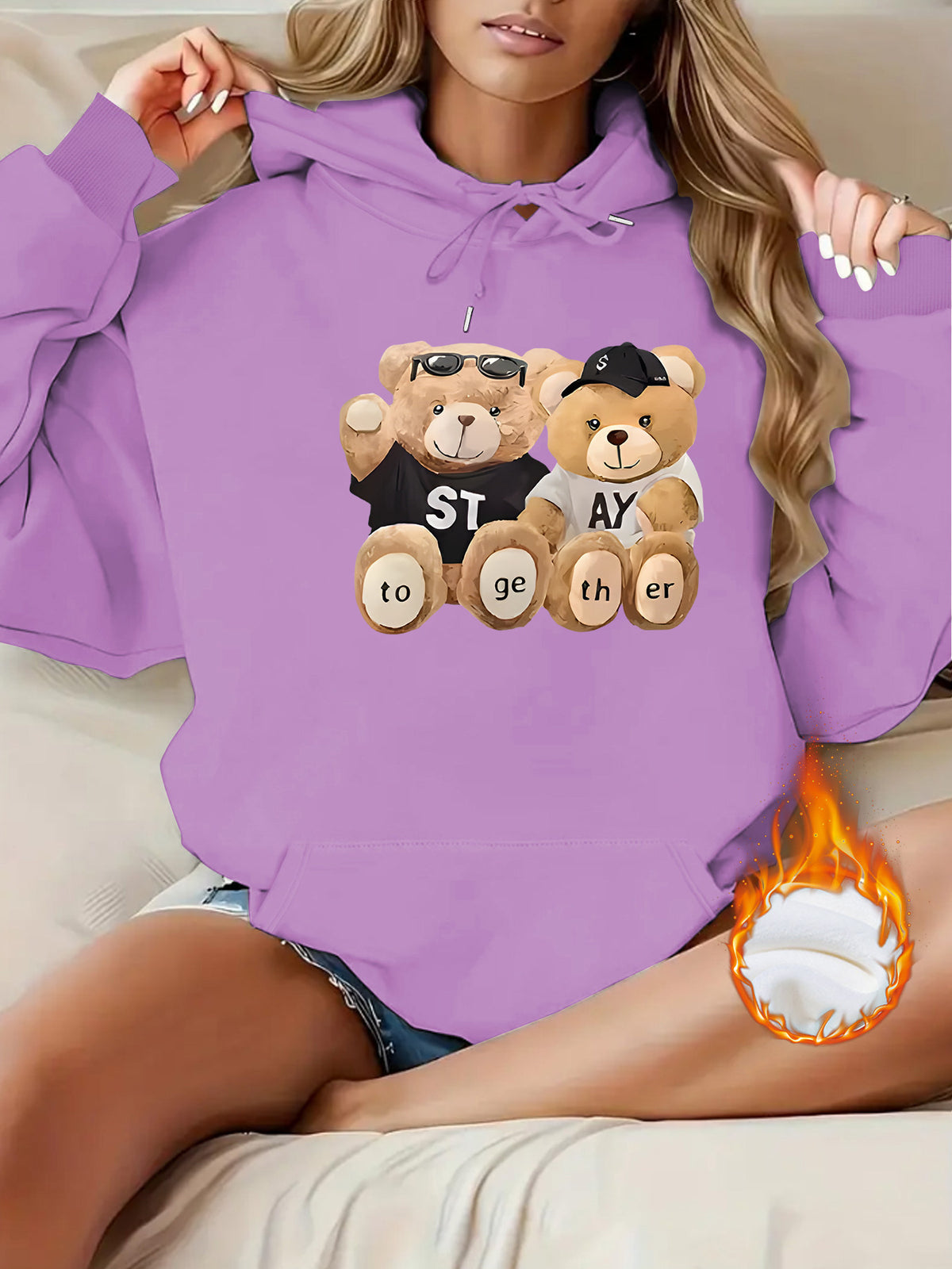 Cute Bear Printed Hoodie