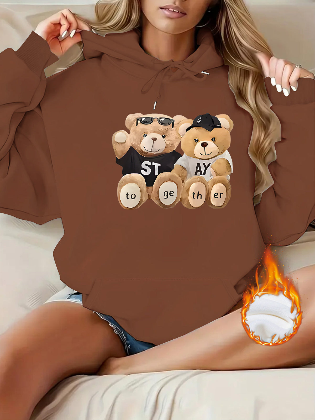 Cute Bear Printed Hoodie
