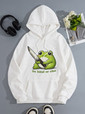 Cute frog print hoodie top