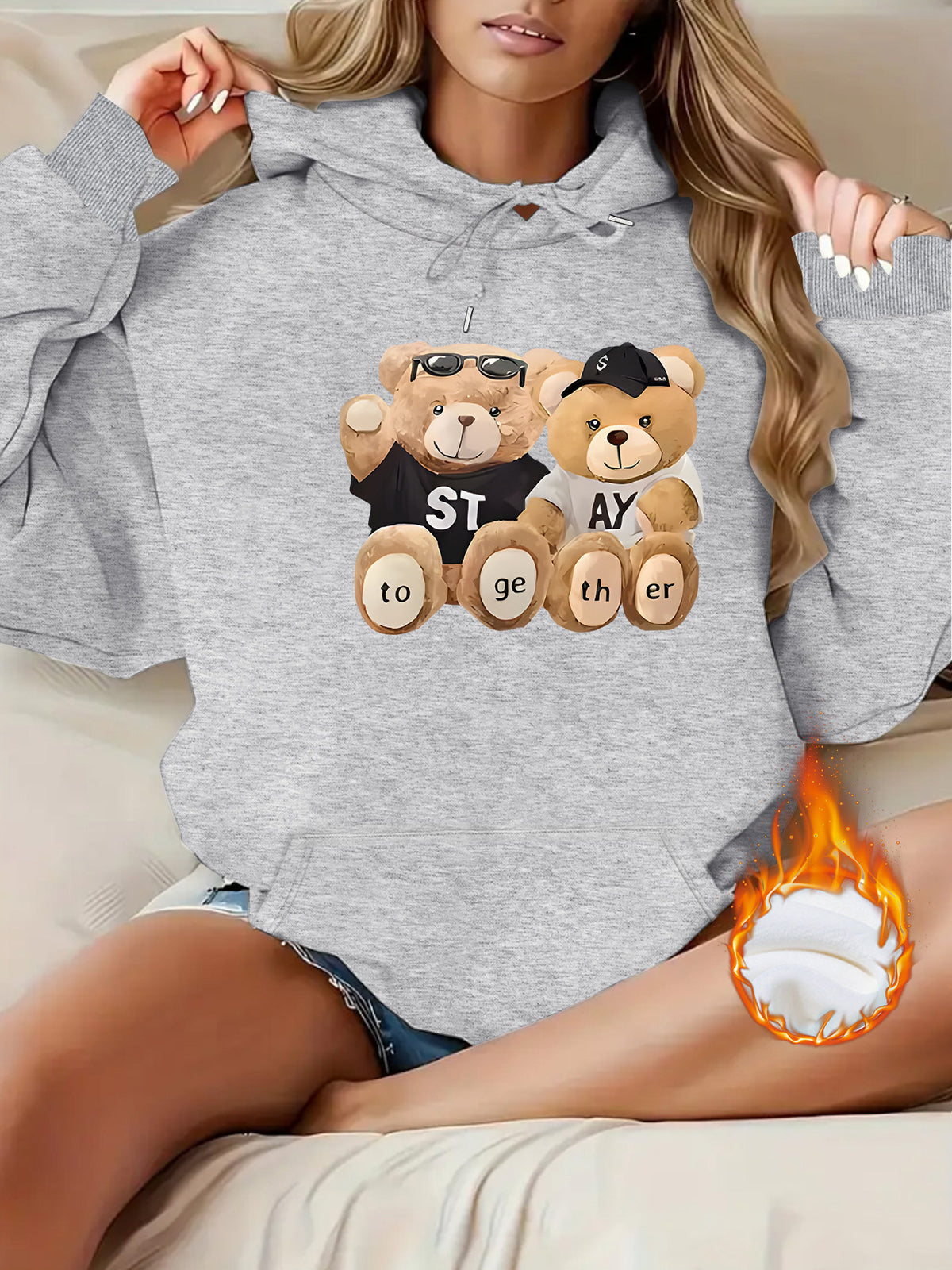 Cute Bear Printed Hoodie