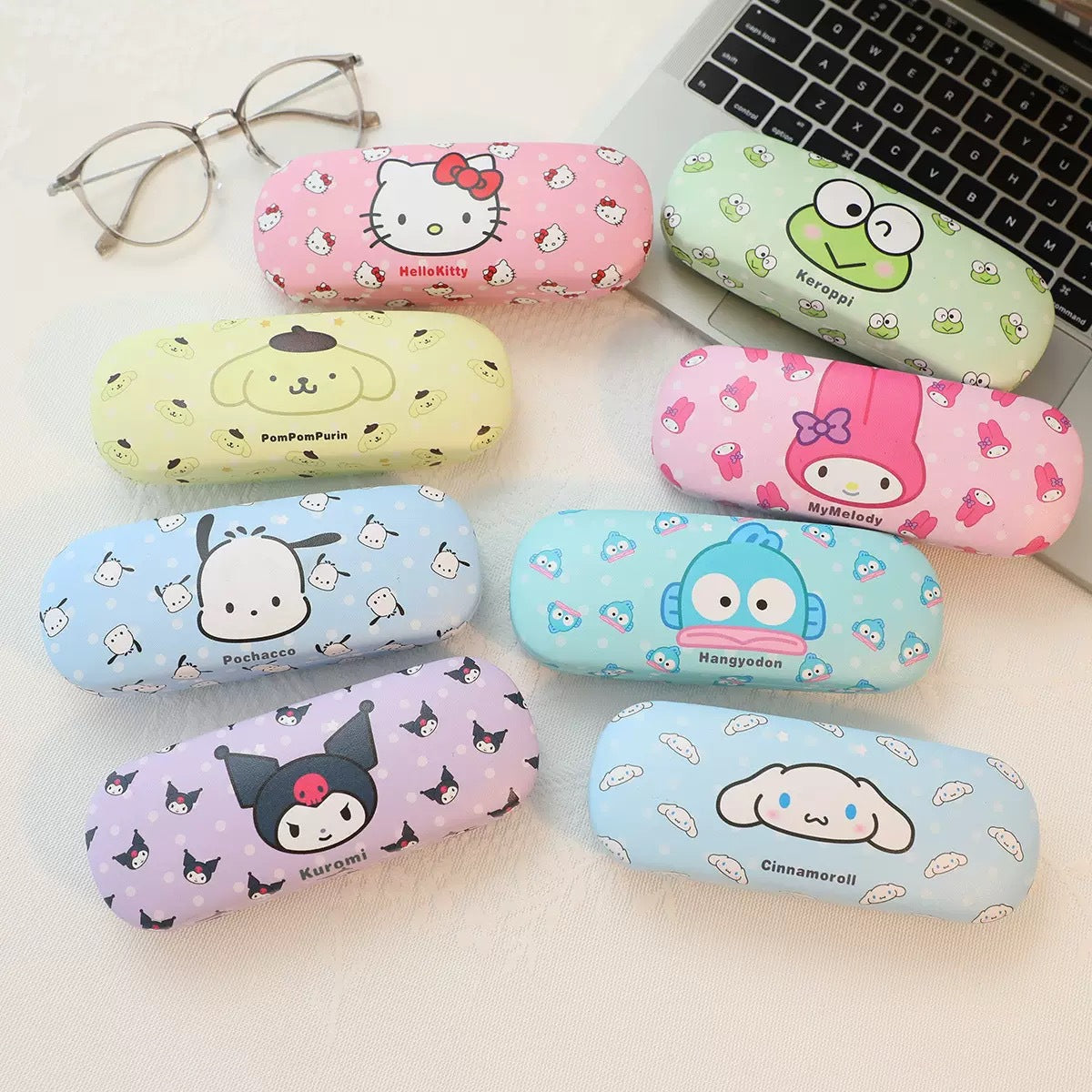 Cute PU Leather Cartoon Glasses Case Portable Prescription Eyewear Storage Box for Students