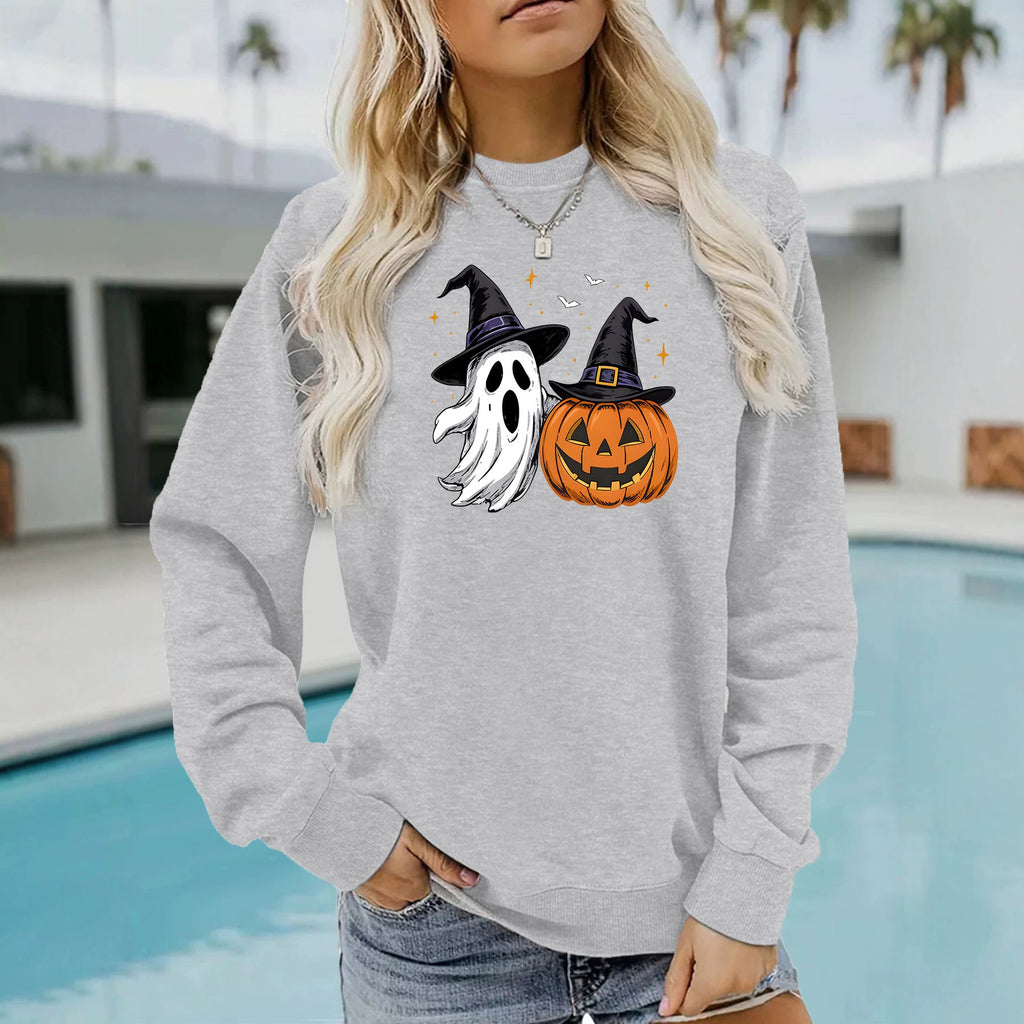 Ghost and Pumpkin Printed Hoodie