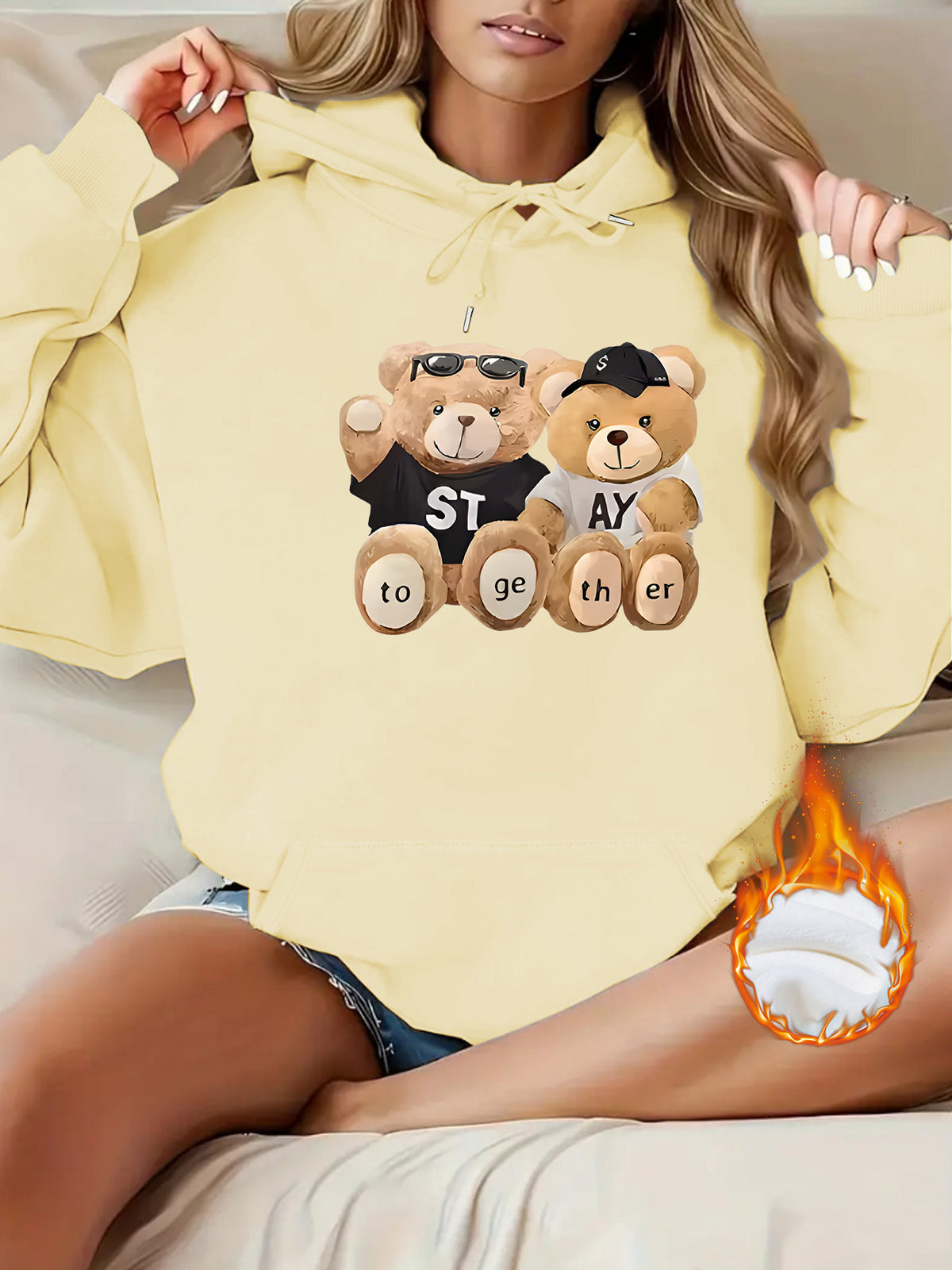 Cute Bear Printed Hoodie