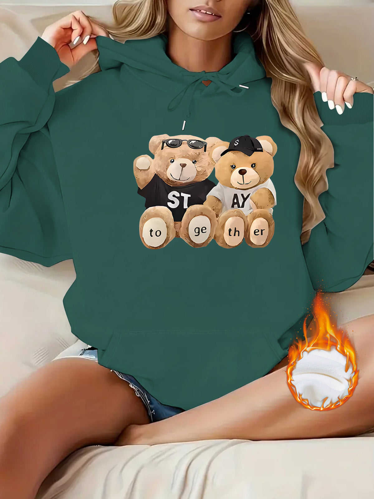 Cute Bear Printed Hoodie
