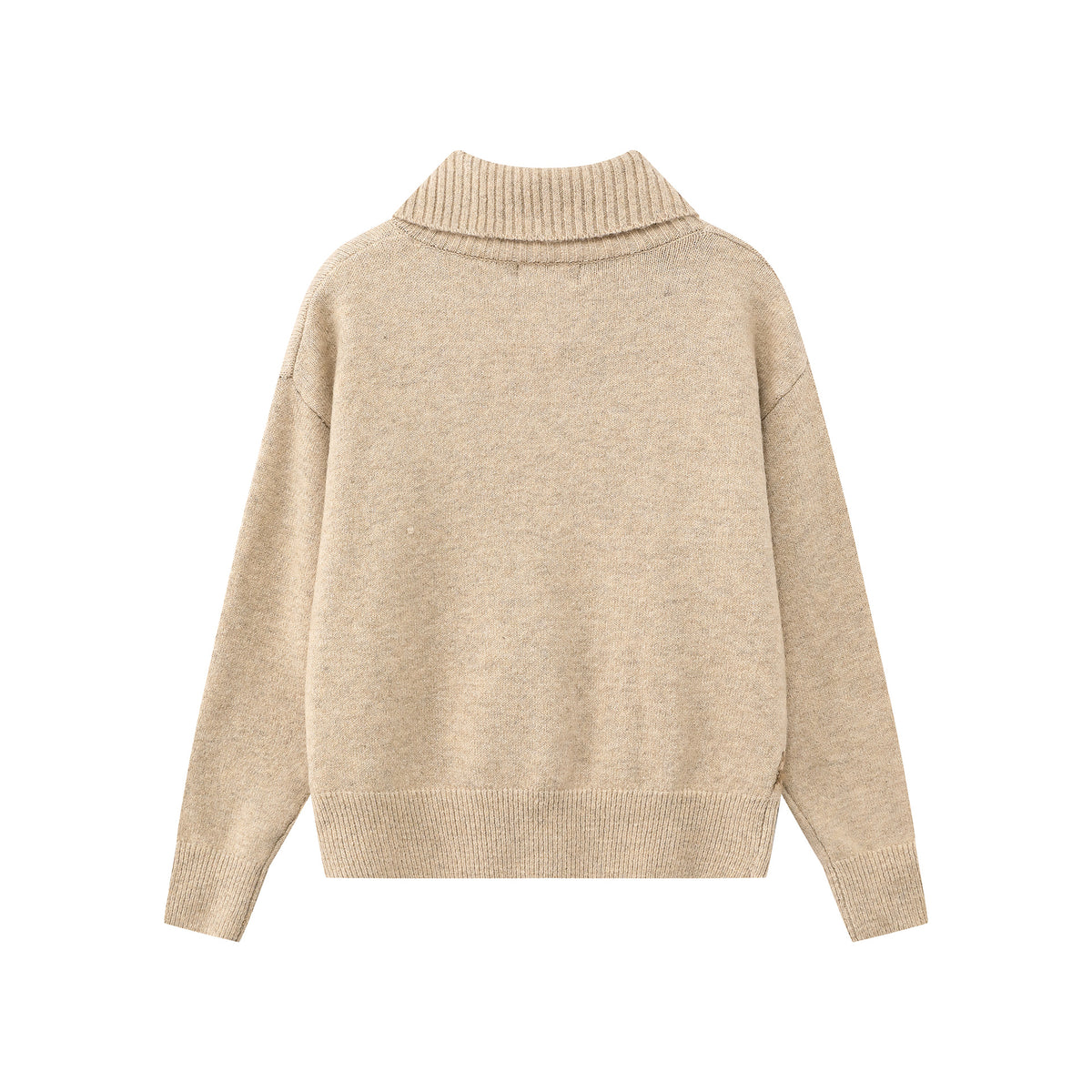 Cute Dog Flocked Jacquard Star Toggle Turn-down Collar Loose Knit Sweater