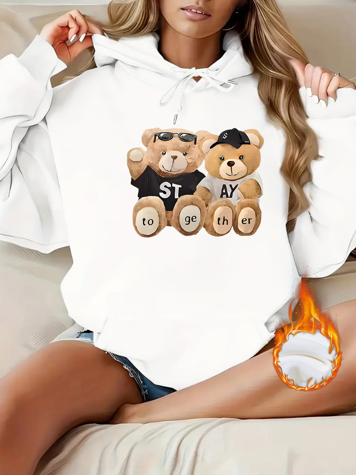 Cute Bear Printed Hoodie