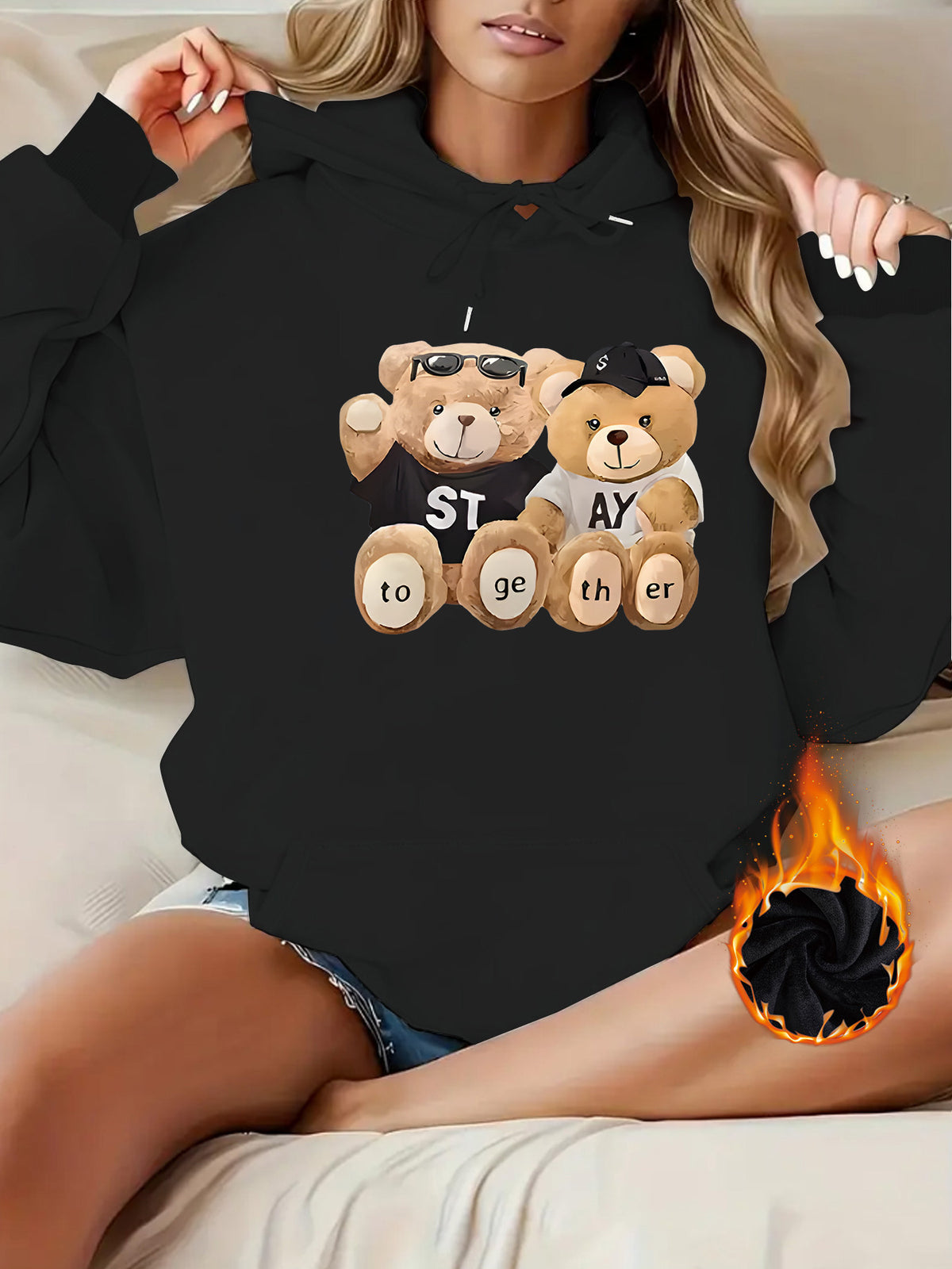 Cute Bear Printed Hoodie