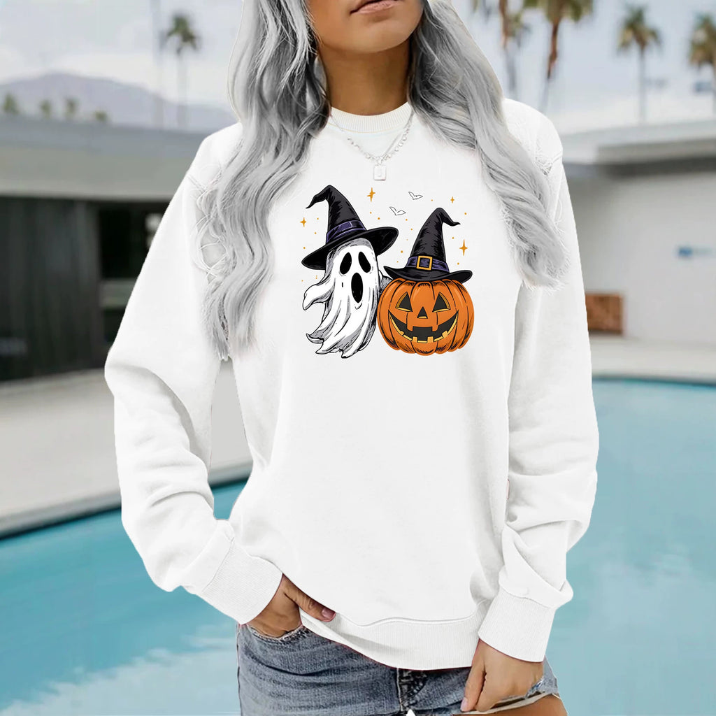 Ghost and Pumpkin Printed Hoodie