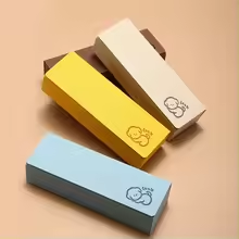 Handmade Square Eyeglasses Case with Embossed Palm Print Cute Puppy Cartoon Design Hard Shell Glasses Box